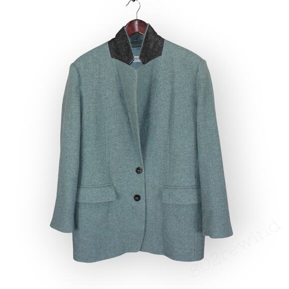 US12 Italy48 MarellaSport Blazer Wool Herringbone Oversize Menswear Water Garden - Picture 3 of 16